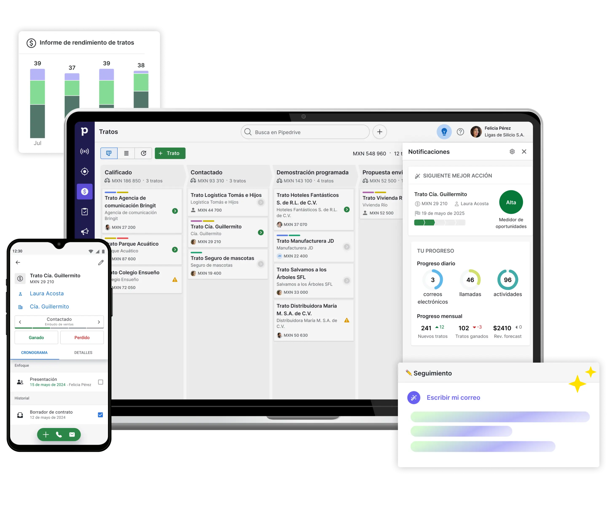 interfaz de Pipedrive en español